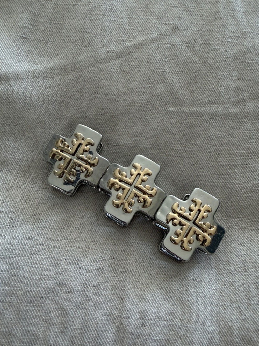 Gold/Silver Tone -Tory Burch costume jewelry 3 piece set. 2 bracelets/1 necklace - Picture 2 of 9